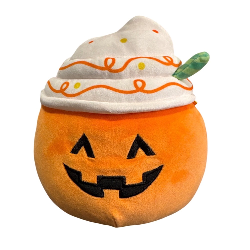 Squishmallows Halloween Pumpkin Spice Latte Jack O Lantern Plush Orange 8 Inch